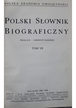 Polski słownik biograficzny Tom VII