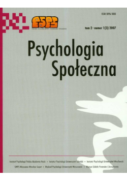 Psychologia społeczna t.2 nr 1(3) 2007