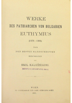 Werke des Patriarchen von Bulgarien Euthymius 1901 r.