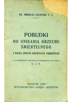 Pobudki do unikania grzechu śmiertelnego 1930 r.