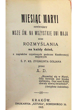 Miesiąc Maryi zawierający Msze św 1913 r