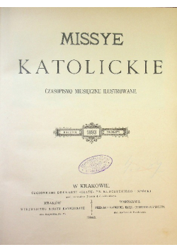Missye katolickie Czasopismo miesięczne ilustrowane 1893 r.