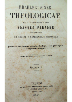 Praelectiones Theologicae Vol II 1866 r