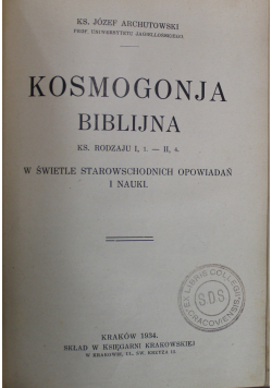 Kosmogonja Biblijna 1934 rok