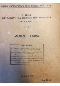 IV sesja rady naukowej dla zagadnień ziem odzyskanych Zeszyt 1 Morze i Odra