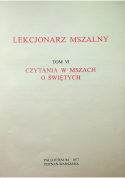 Lekcjonarz mszalny tom VI