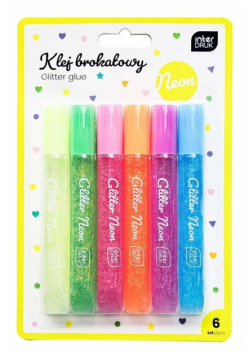 Klej do dekoracji brokatowy 6kol neon