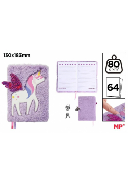 Notes pluszowy z kłódką Unicorn