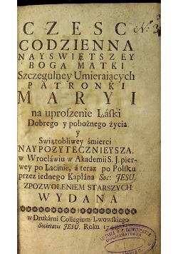 Czesc codzienna Nayswiętszey Boga Matki 1748 r.