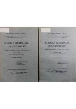 Normae Generales Juris Canonici Volumen I i II 1949 r