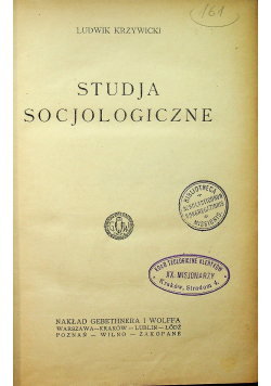 Studja socjologiczne ok 1923 r.
