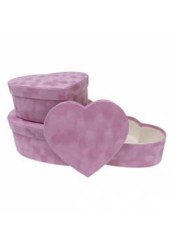 Pudełko Flower Box 3szt welur serce róż ROZETTE