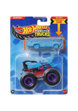 Hot Wheels Monster Trucks Pojazd 1:64 + auto JCG30