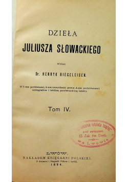 Dzieła Juliusza Słowackiego tom IV 1894