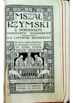 Mszał Rzymski z dodatkiem Nabożeństw Nieszpornych 1931 r