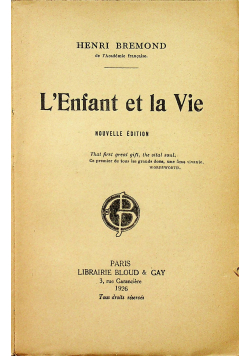 Lenfant et la vie 1926 r.