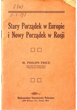 Stary Porządek w Europie i Nowy Porządek w Rosji 1918 r