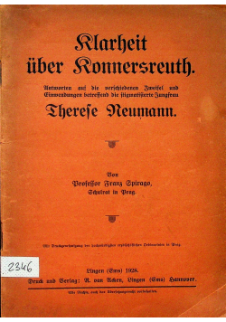 Klarheit uber Konnersreuth 1928 r.