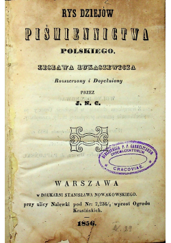 Rys dziejów piśmiennictwa polskiego, 1856 r.
