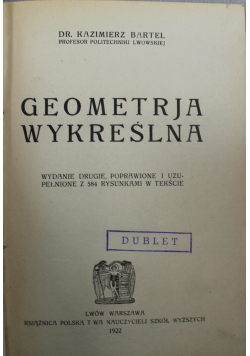 Geometrja wykreślna 1922r