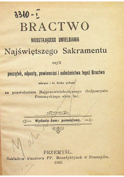 Bractwo nieustającego uwielbienia Najświętszego Sakramentu 1902 r
