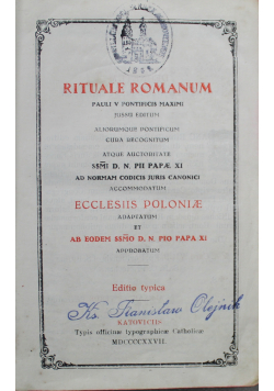 Rituale Romanum   1927 r