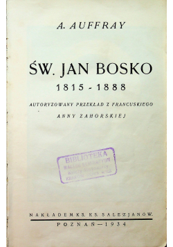 Św Jan Bosko 1815 1888 1934 r.