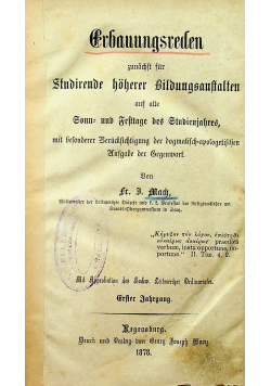 Erbauungsceden Studierende hoherer Bildungsanstalten Erster Jahrgang 1878 r