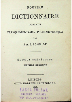 Słowniczek francuzko polski  1895 r