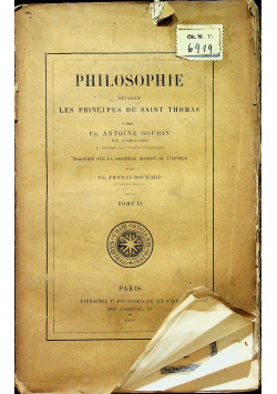 Philosophie suivant les principes de Saint Thomas tom II 1864 r