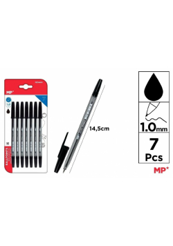 Długopis czarny 1.0mm 7szt