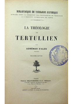 La theologie de tertullien 1905 r.