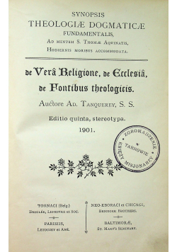 Theologiae Dogmaticae tom 1 1901 r.