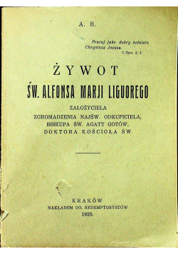 Żywot św Alfonsa Marji Liguorego 1929r