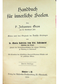 Hanbuch fur innerliche Seelen 1910 r.