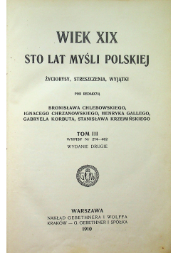 Wiek XIX sto lat myśli Polskiej 1910r