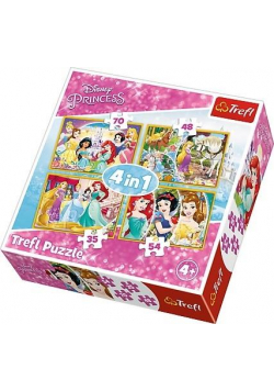 Puzzle 4w1 Radosny dzień księżniczek TREFL