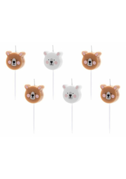 Świeczki urodzinowe Miś mix 3cm 6szt