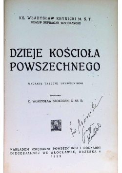 Dzieje kościoła powszechnego, 1925 r.