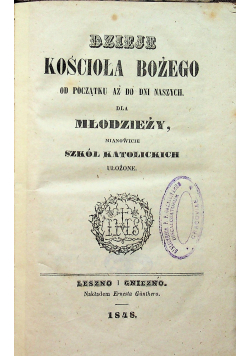 Dzieje Kościoła Bożego od początku aż do dni naszych  1848 r