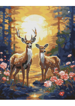 Diamentowa mozaika - Wdzięczny jeleń 40x50cm