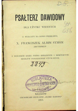 Psałterz Dawidowy 1917 r