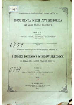 Pomniki dziejowe wieków średnich Tom II 1876 r