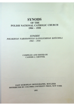Synods of the Polish National Catholic Church 1904 - 1958
