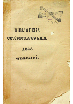Biblioteka Warszawska Wrzesień 1843 r.