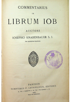 Commentarius in Librum Iob 1886 r.