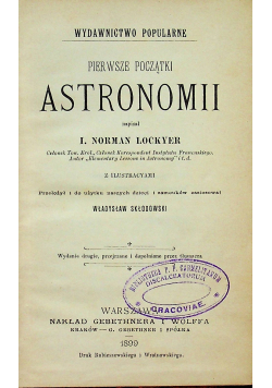 Pierwsze początki astronomii, 1899r.