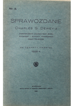 Sprawozdanie Charles S. Dewey'a Nr 5 Za czwarty kwartał 1928 r., 1929 r.