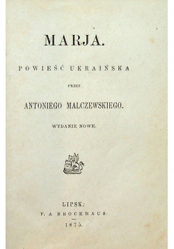 Marja powieść Ukraińska 1875 r.