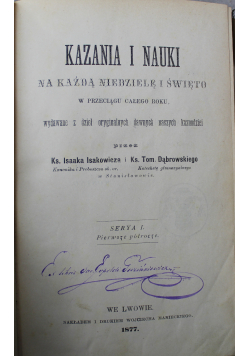 Kazania i nauki na każdą niedzielę i święto Serya I 1877 r.